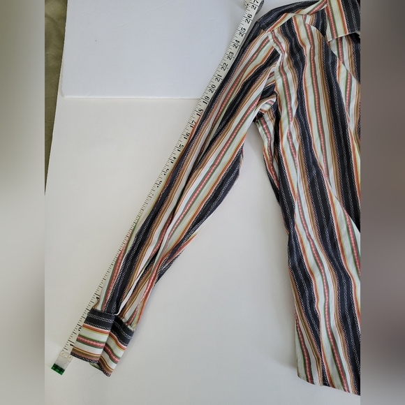 Dragonfly Mens Colorful Vertical Stripes Front Button Down Casual Retro Shirt - Picture 5 of 9